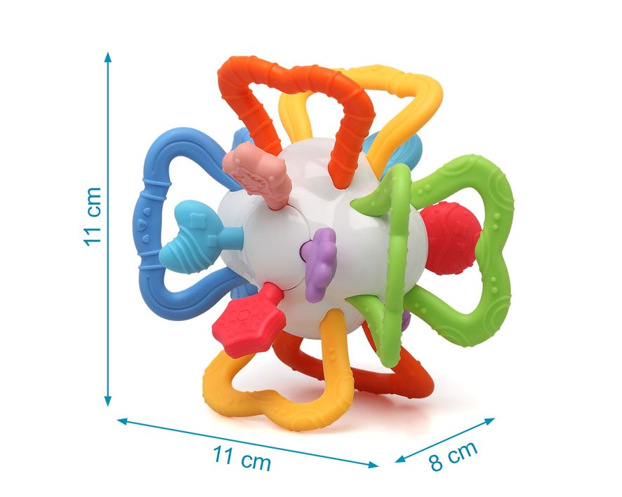 MORDEDOR SENSORIAL EN FORMA DE BOLA PARA BEBÉS KIOKIDS
