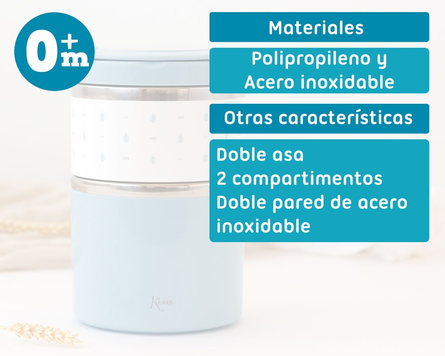 TERMO PAPILLERO CON DOS COMPARTIMENTOS DE ACERO INOXIDABLE KIOKIDS