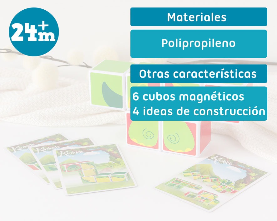 Quebra-cabeça de blocos magnéticos infantis Kiokids 6 peças