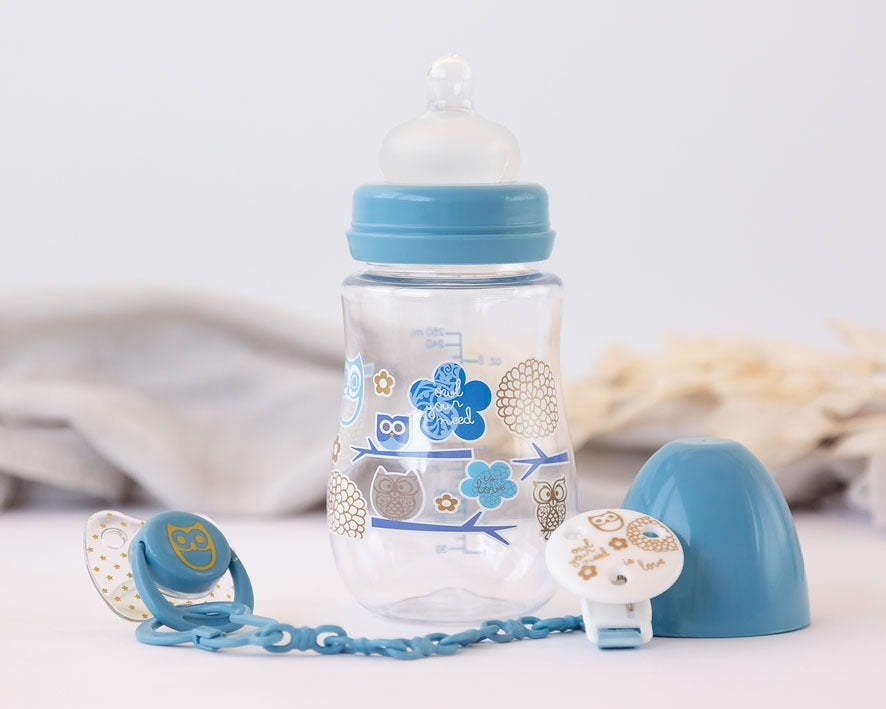 Conjunto de mamadeira + chupeta + prendedor de chupeta Kiokids