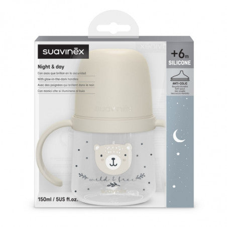 Biberón con asas de 150 ml Night & Day de Suavinex