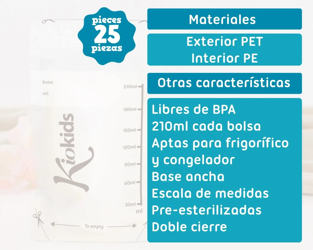 Bolsas de almacenamiento de leche materna 25uds Kiokids