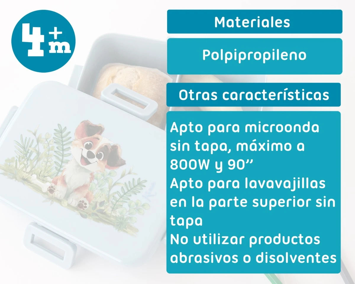 Caja de almuerzo infantil con compartimentos - azul de Kikokids