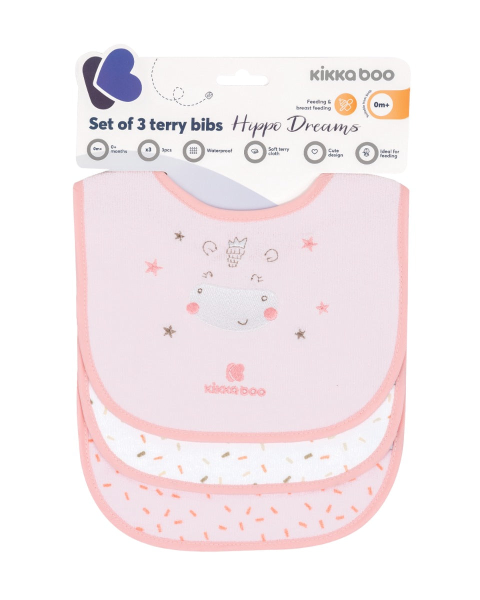 Pack 3 Baberos Hippo Dreams de Kikkaboo