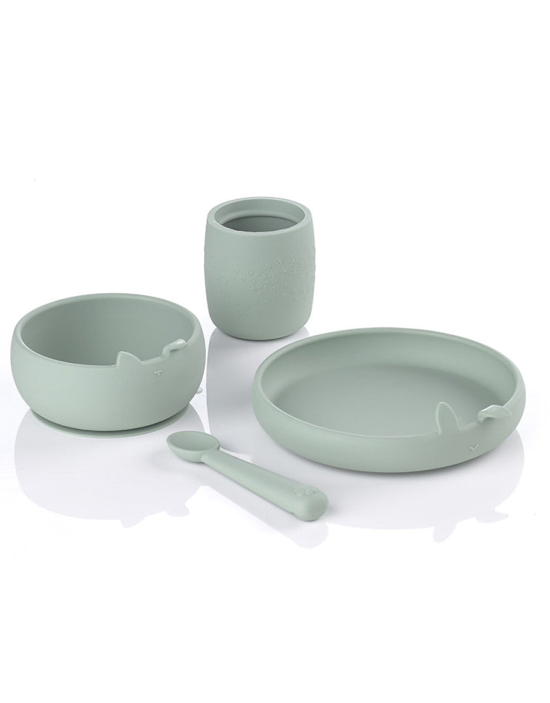 Vajilla 4 piezas Conejito Dinner Set de silicona con ventosa de Jané