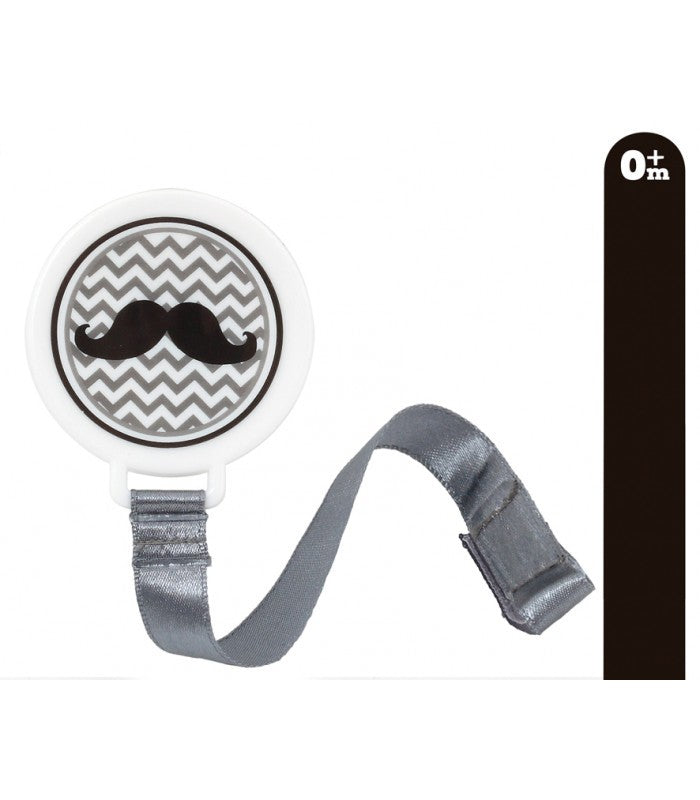 Clipe de chupeta com bigode preto Kiokids