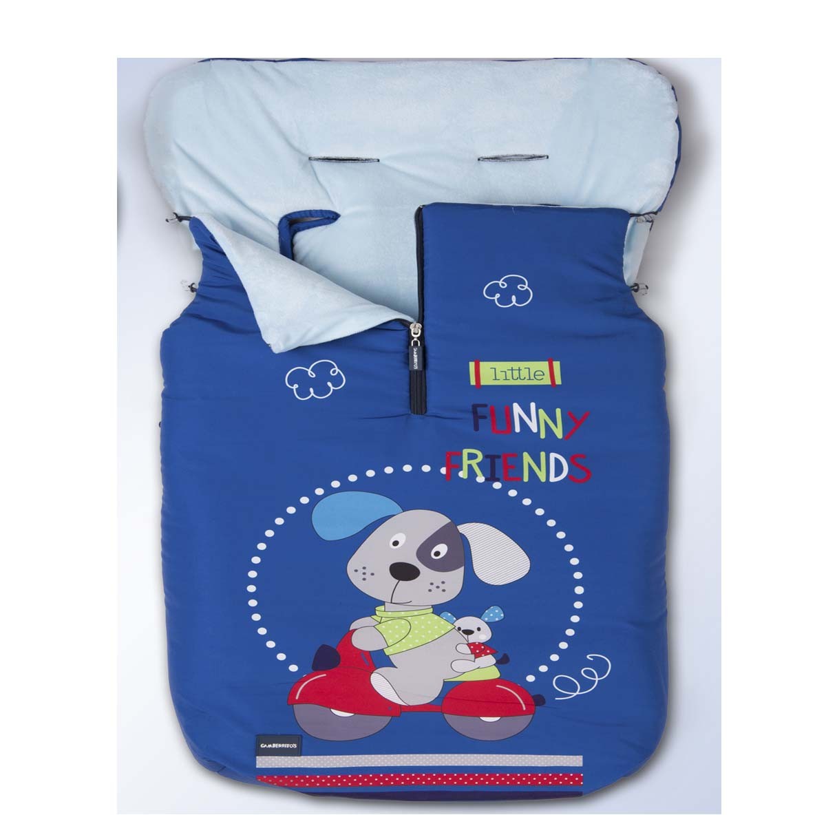 Saco silla de paseo universal Little funny friends Perrito azul
