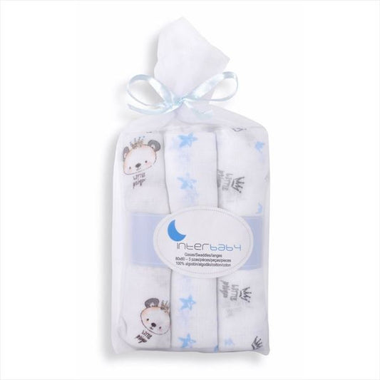 Gasas Algodón Osito/Corona 80x80cm de Interbaby