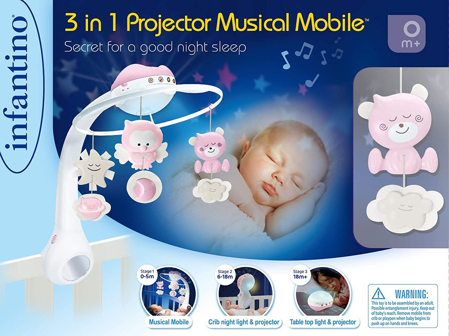 Projetor Carrossel Musical Infantino 3 em 1