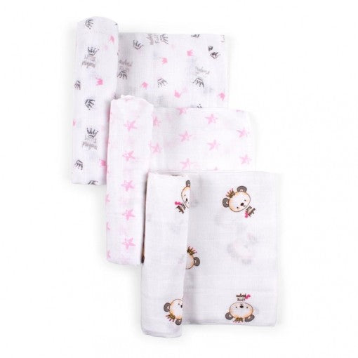 Gasas Algodón Osito/Corona 80x80cm de Interbaby