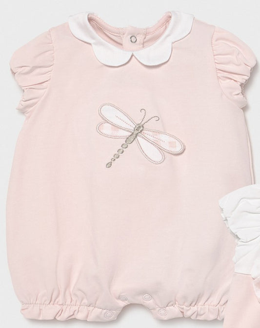Macacão de malha libélula rosa para menina da Mayoral