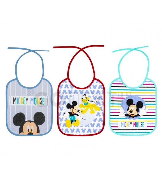 Pack 3 baberos Rizo Mickey Azul 20x25 de Disney