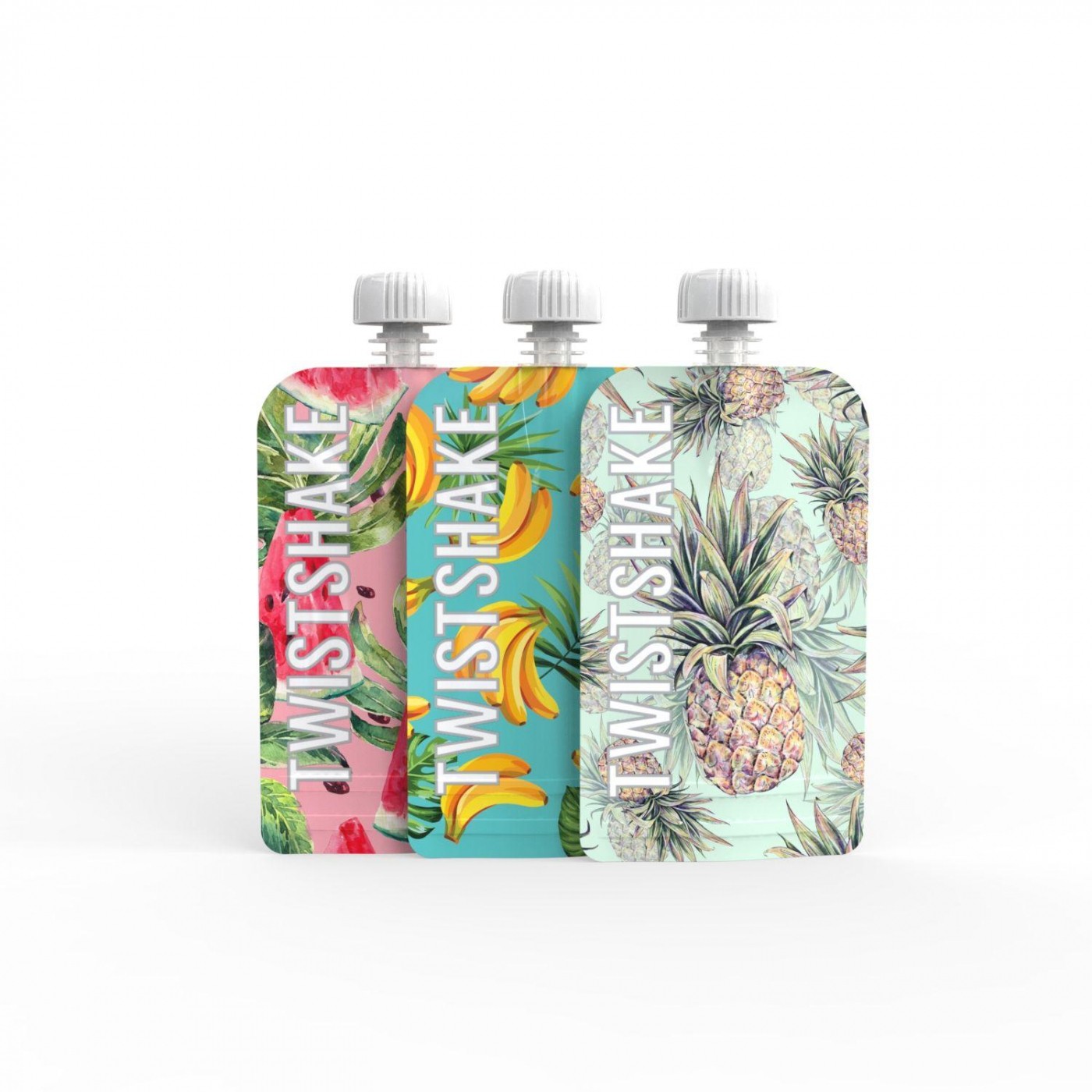 Pacote de 3 sacos reutilizáveis multicoloridos da Twistshake