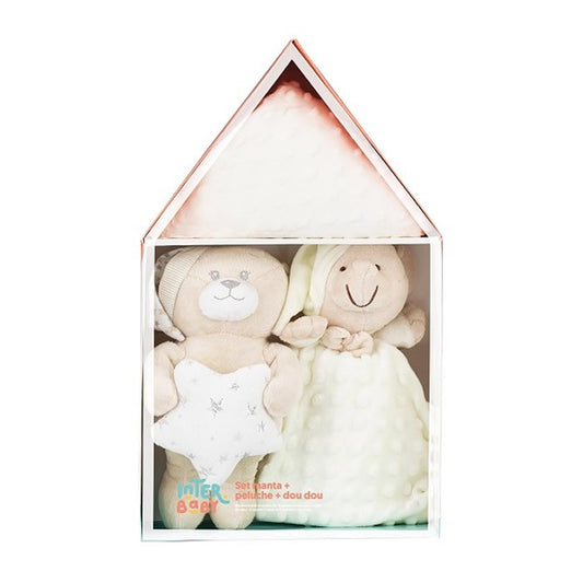 Conjunto Casa Manta Interbaby com Bichos de Pelúcia e Dou Dou
