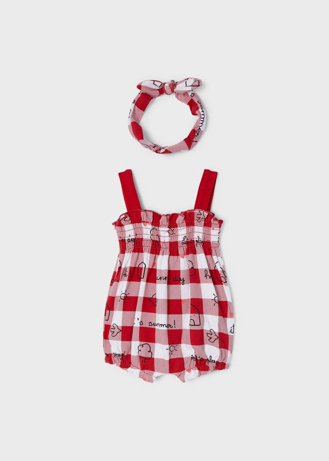 Pelele tirantes ECOFRIENDS punto con diadema recién nacida niña Mayoral