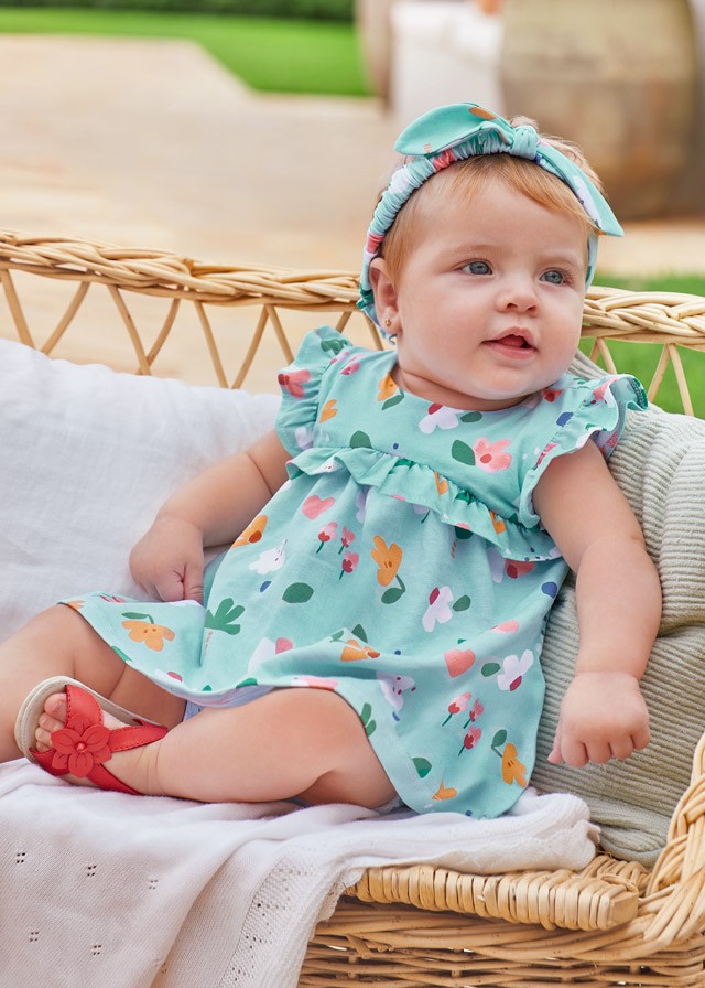 Vestido estampado ECOFRIENDS con diadema recién nacida niña mayoral