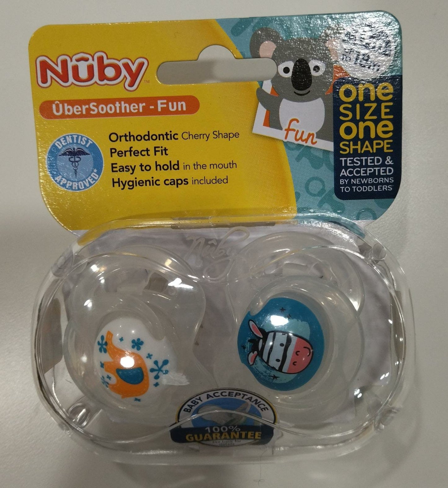 Pack De Dos Chupetes De Animalitos Cebra y Pingüino De 0/18M De Nuby