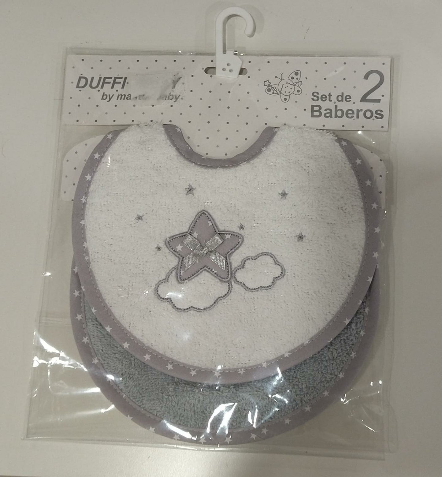 Set de 2 baberos rizo estrellitas de Duffi Baby
