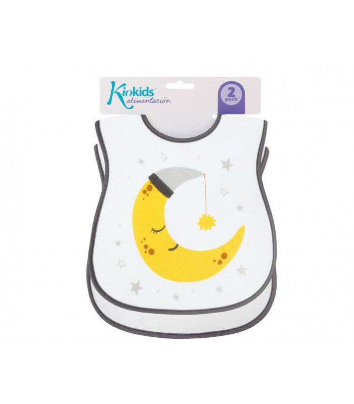 Set 2 baberos Buenas noches Gris de Kiokids