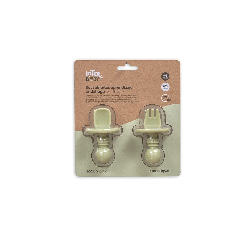 Set Cubiertos Aprendizaje Antiahogo de Silicona de Interbaby