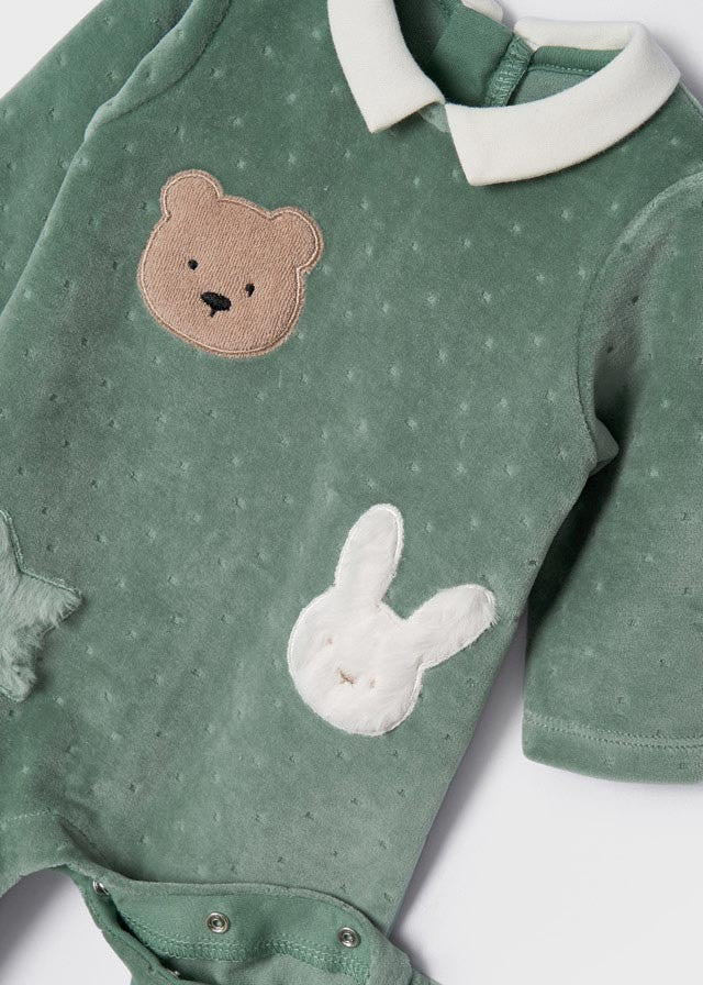 Pijama de Punto Aterciopelado Amiguitos Oso y Conejito de Mayoral