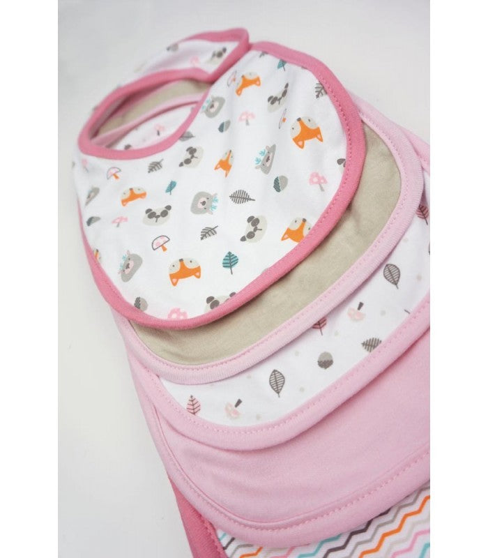 Conjunto de dez babadores de algodão macio com ajuste de velcro.