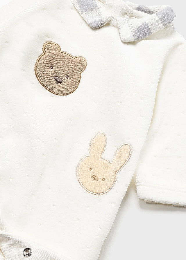 Pijama de Punto Aterciopelado Amiguitos Oso y Conejito de Mayoral