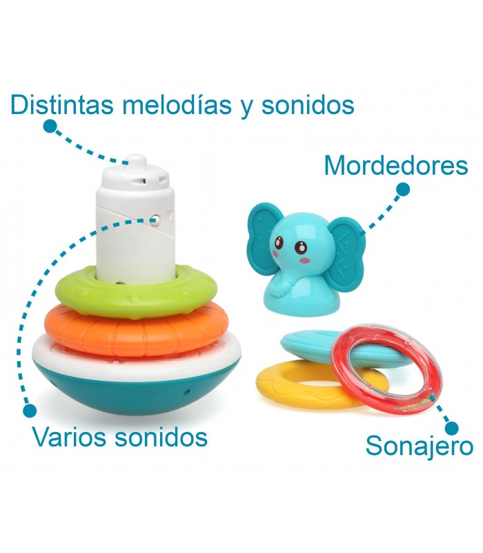 Juguete Tentesio Elefante Con Aros Encajables y Múscia de Kiokids