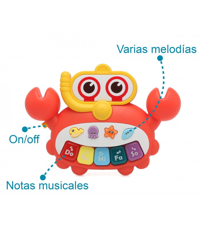 Brinquedo de piano em forma de caranguejo Kiokids