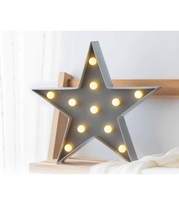 Candeeiro Estrela Cinzento Com Luz Led Da Kiokids