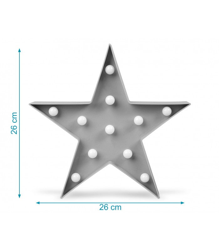 Candeeiro Estrela Cinzento Com Luz Led Da Kiokids