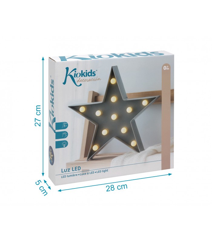 Candeeiro Estrela Cinzento Com Luz Led Da Kiokids