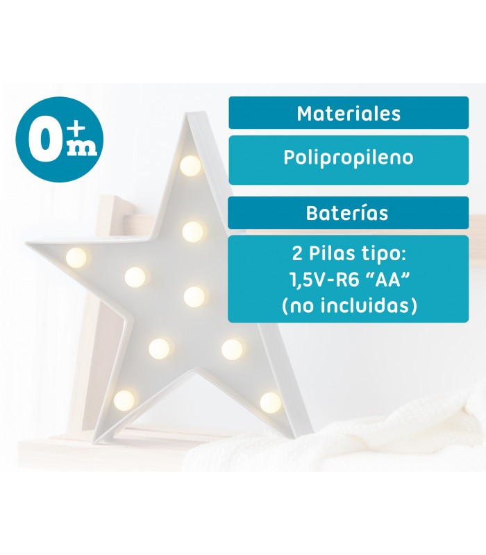 Candeeiro Estrela Cinzento Com Luz Led Da Kiokids