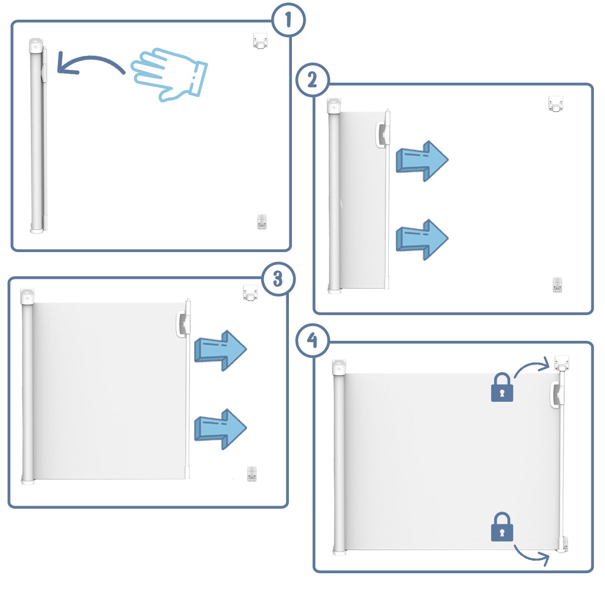 Barreira de segurança retrátil para portas e escadas - Interior/Exterior até 140cm