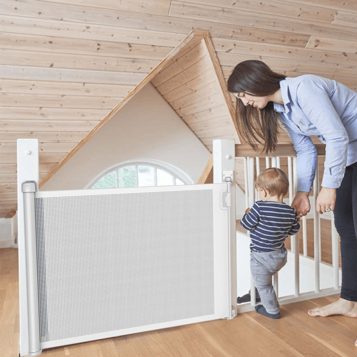 Barreira de segurança retrátil para portas e escadas - Interior/Exterior até 140cm