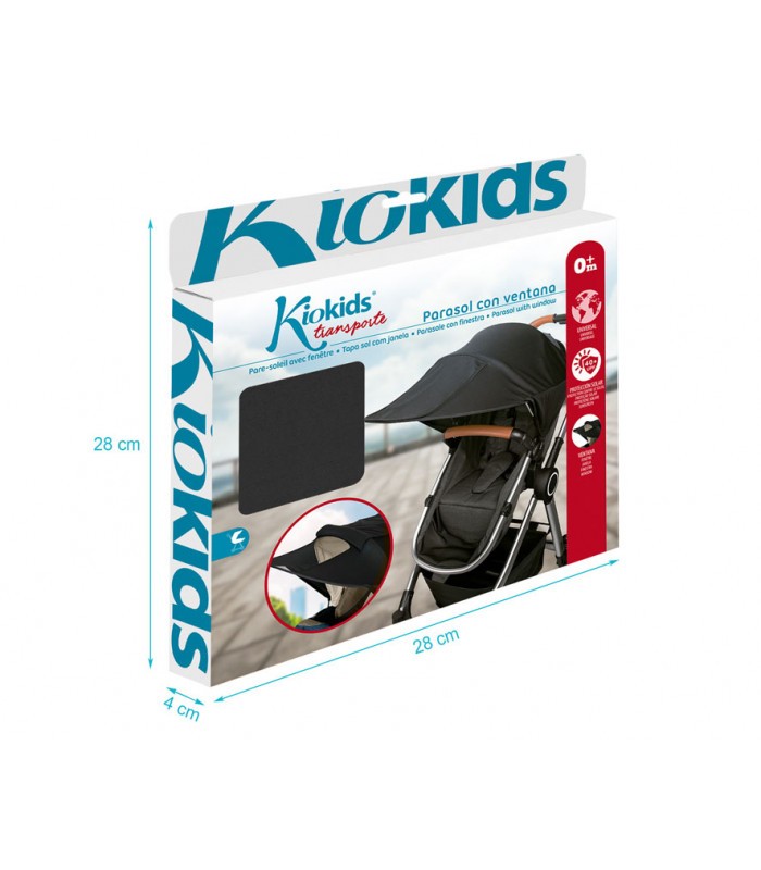 Parasol adicional para cochecito infantil negro de Kiokids