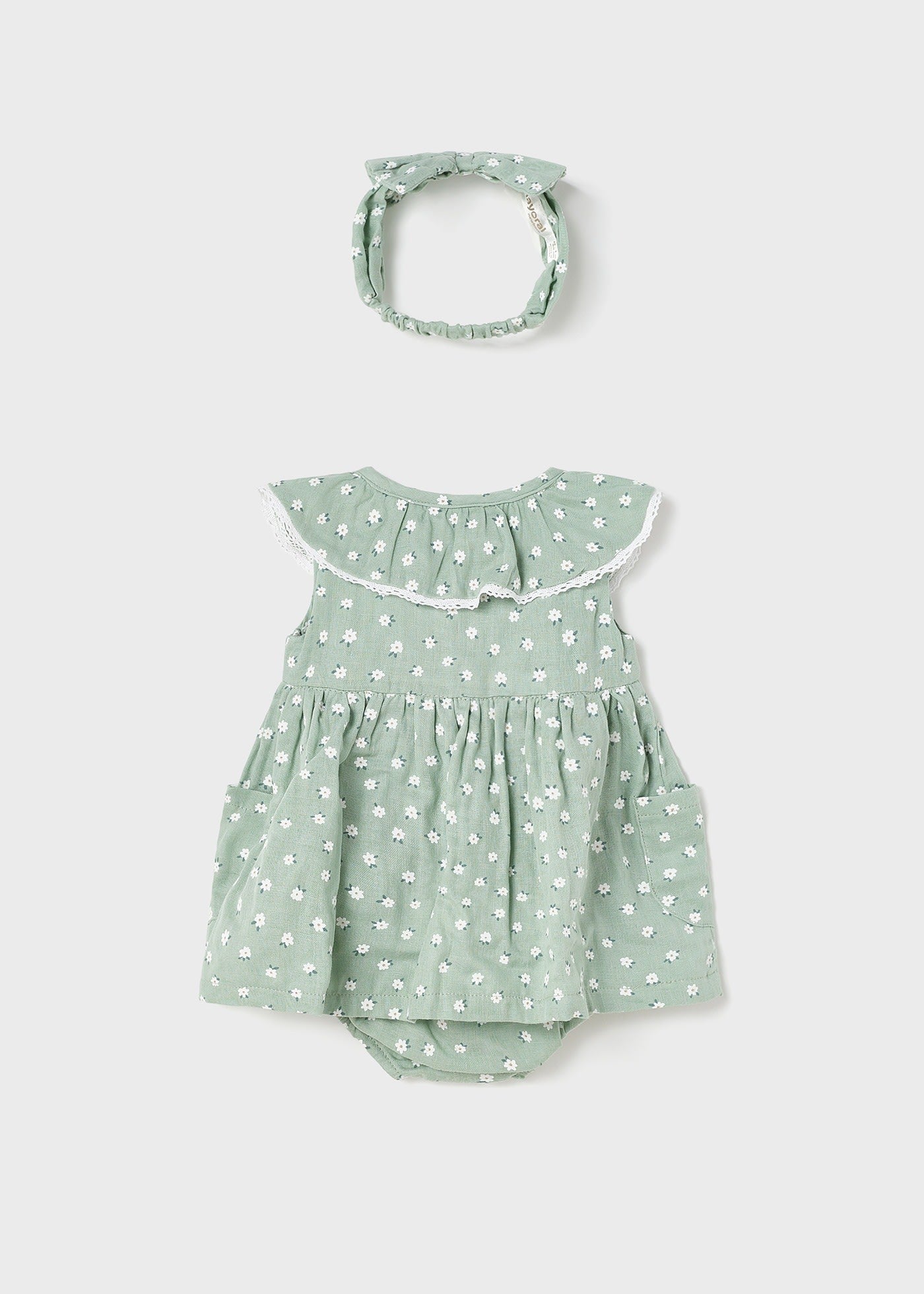 Vestido de algodón sostenible con diadema florecitas de Mayoral
