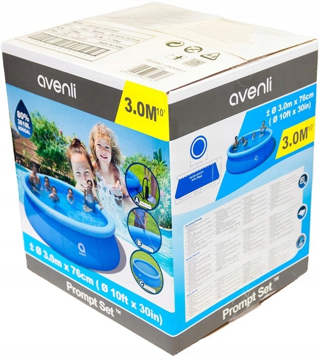 Piscina redonda, azul, 300 x 76 cm transportável por Avenli Jilong