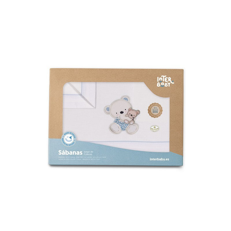 Tríptico cuna 100% algodón Osito Columpio + chupetero de Interbaby