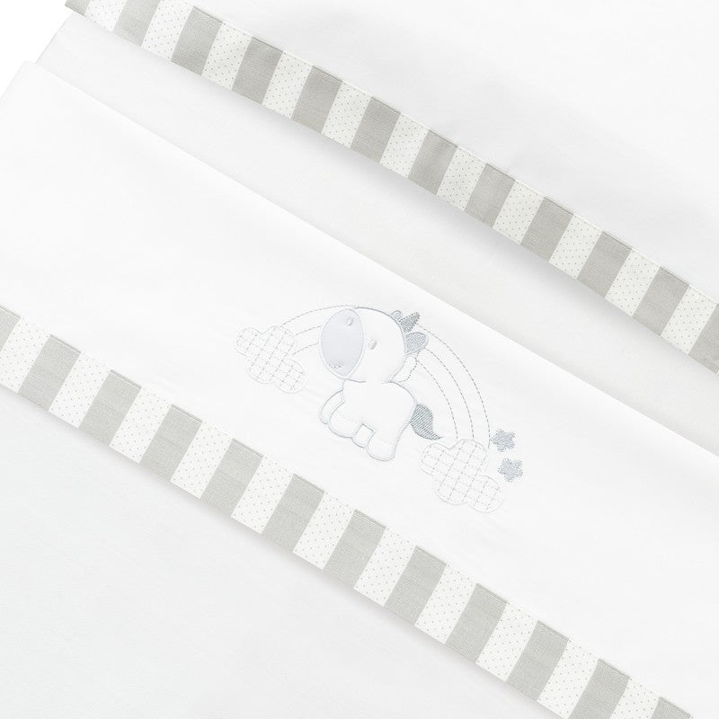 Tríptico minicuna 100% algodón Unicornio Nubes de Interbaby