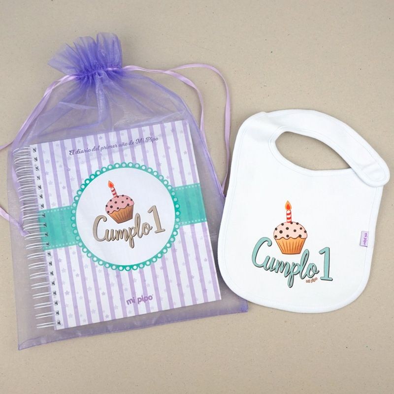 Diario Cumplo 1 año + Babero de Mi pipo