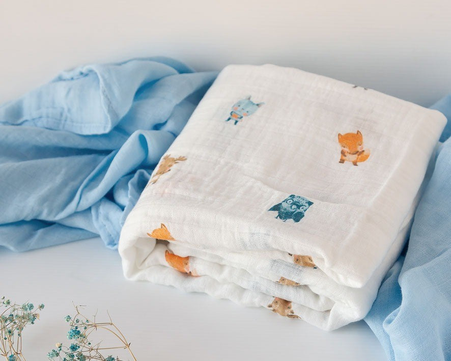 Conjunto de 2 musselinas de animais de bambu da kiokids