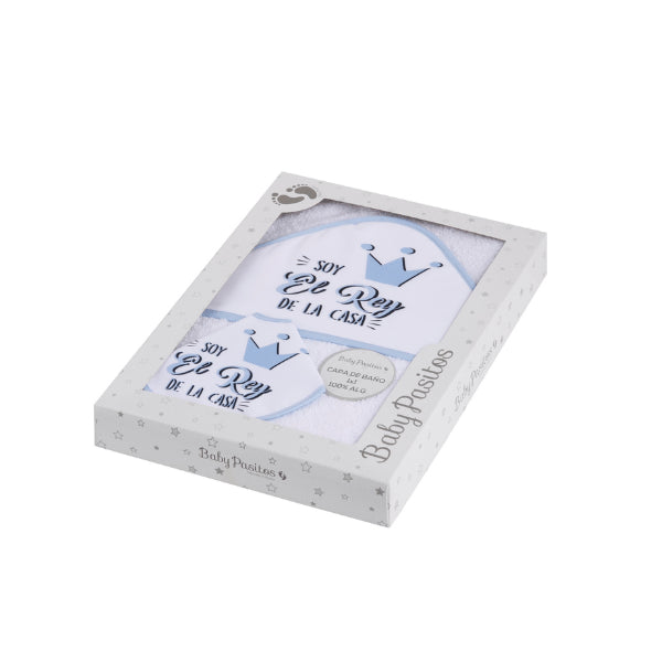 Capa de baño + Babero "Soy el Rey de la Casa" Baby Pasitos