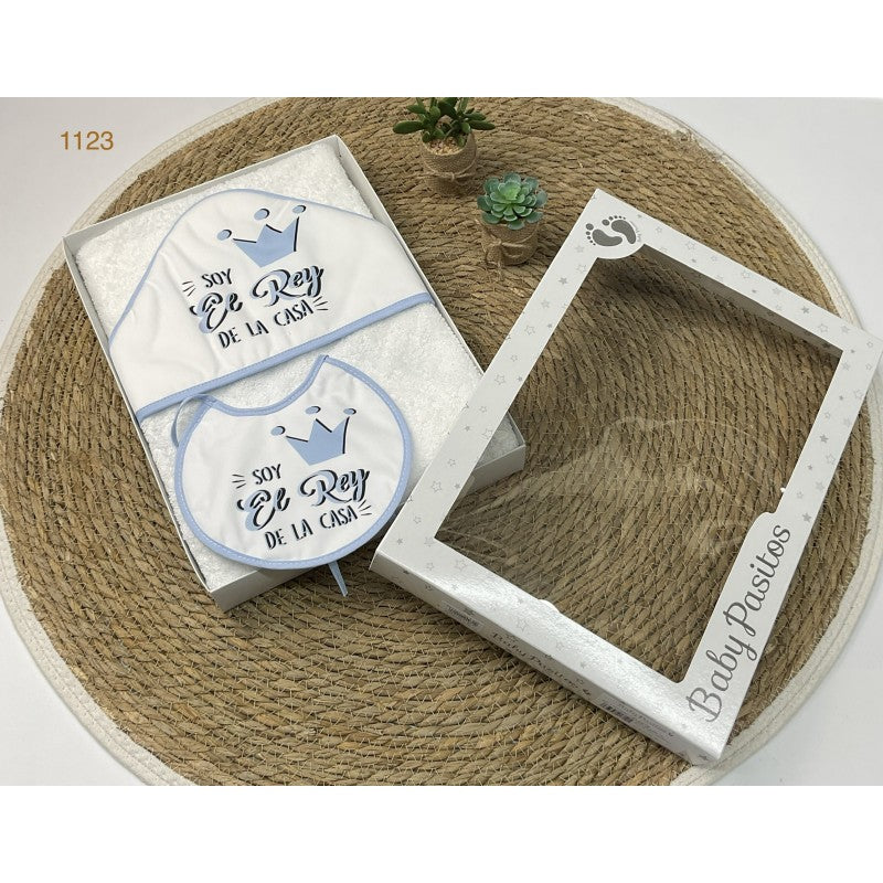 Capa de baño + Babero "Soy el Rey de la Casa" Baby Pasitos