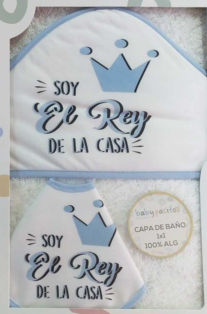 Capa de baño + Babero "Soy el Rey de la Casa" Baby Pasitos
