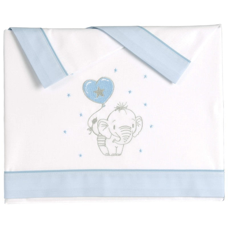 JUEGO SÁBANAS MINICUNA FRANELA ELEFANTINO ROSA 50X80 Pekebaby