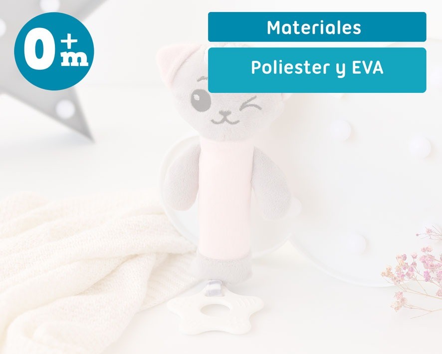 Sonajero Gatito Mordedor Peluche de Kiokids