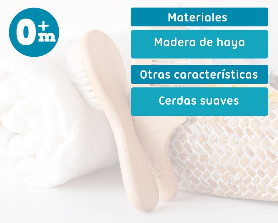 Conjunto de pente e escova de madeira Kiokids