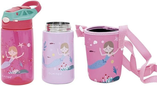 Conjunto Garrafa Olmitos Tritan + Garrafa Térmica em Aço Inox