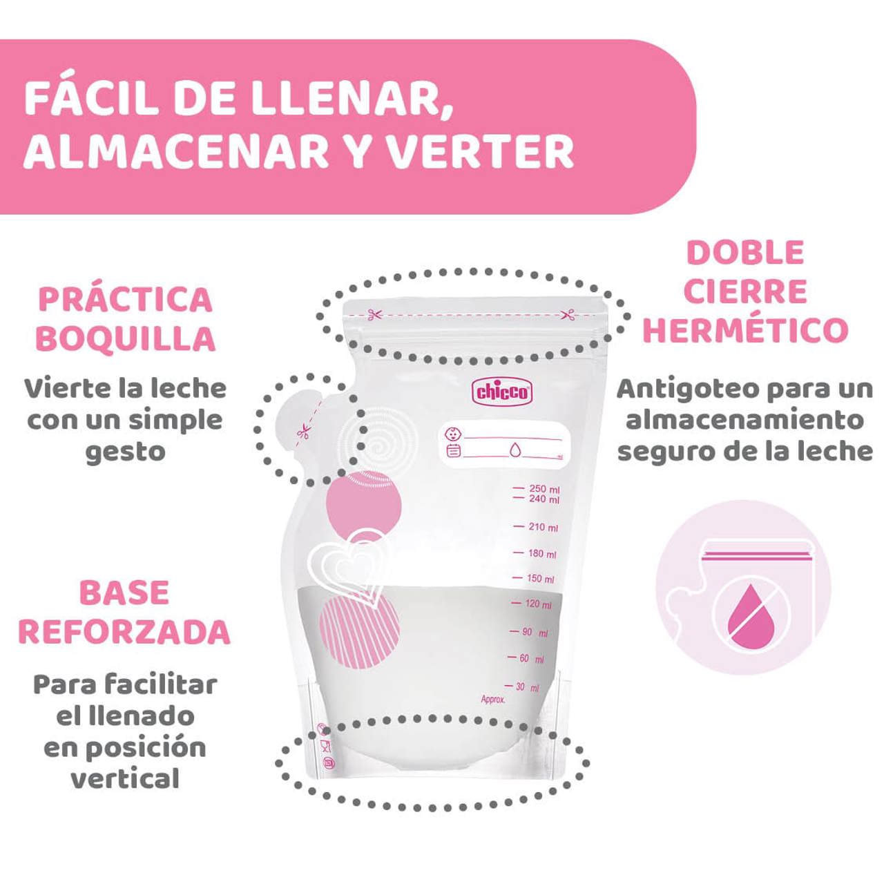 Bolsas conservación de leche materna 30 ud CHICCO